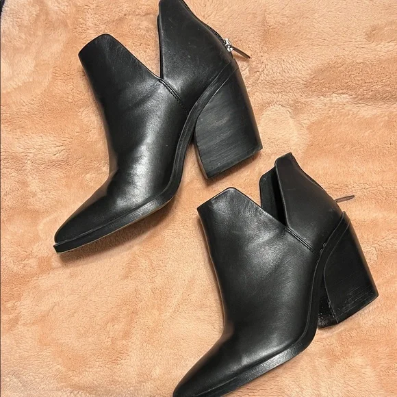 Vince Camuto Black Leather Ankle Boots - Picture 2 of 5